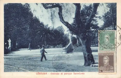 L361 Argentinien 1925 Cordoba Entrada al Parque Sarmiento Park Baum Postkarte