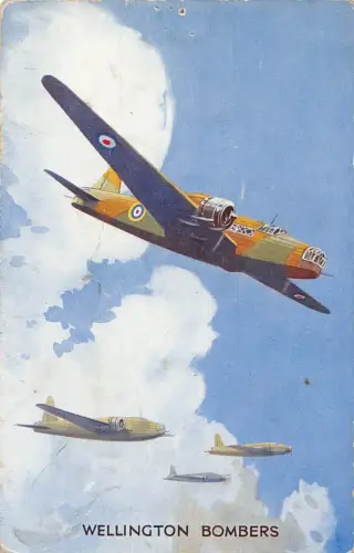 L366 Wellington Bombers Flugzeuge fliegen Himmel Vintage Postkarte