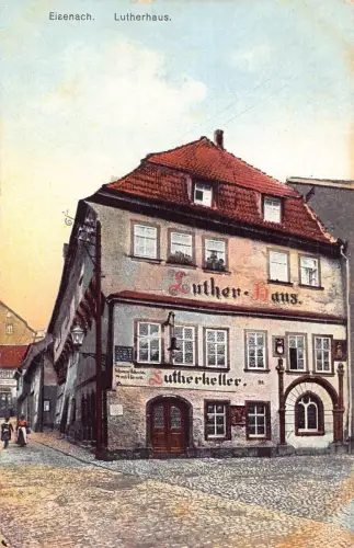 L366 Deutschland Eisenach Lutherhaus Lutherkeller Gasthaus Vintage Postkarte