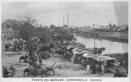 Kolumbien Barranquilla Puerto del Mercado Vintage Echtfoto Postkarte