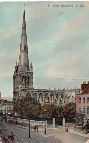 L367 England 1907 Bristol St Mary Redcliffe Church Vintage Postkarte