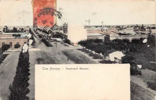 L358 Argentinien Tres Arroyos Boulevard Moreno Panoramablick Vintage Postkarte