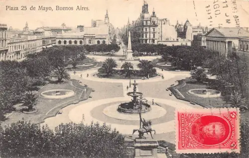 L359 Argentinien 1910 Buenos Aires Plaza 25 de Mayo Platz Vintage Postkarte