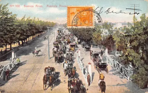 L359 Argentinien 1908 Buenos Aires Avenida Alvear Avenue Kutschen Postkarte