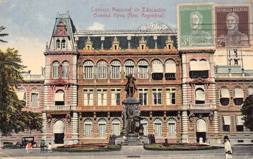 L357 Argentinien 1930 Consejo Nacional de Educacion Buenos Aires Statue Postkarte