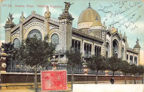 L359 Argentinien 1908 Buenos Aires Pabellon Argentino Vintage Postkarte