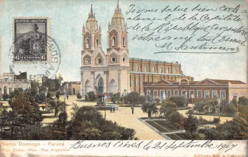 L358 Argentinien 1907 Santo Domingo Parana Kirche Vintage Postkarte