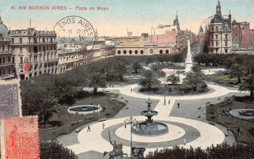 L357 Argentinien 1915 Buenos Aires Plaza de Mayo Panorama Vintage Postkarte