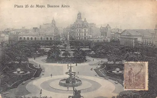 L357 Argentina Plaza 25 de Mayo Square Buenos Aires Vintage Postkarte