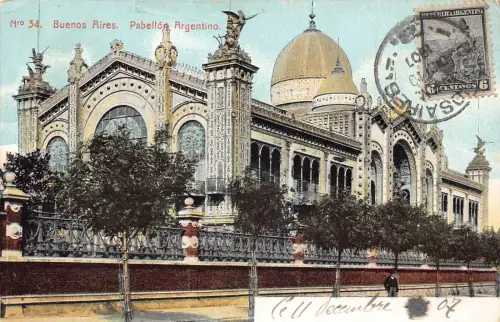L359 Argentinien 1907 Buenos Aires Pabellon Argentino Vintage Postkarte