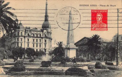L359 Argentinien 1914 Plaza de Mayo Buenos Aires Vintage Postkarte