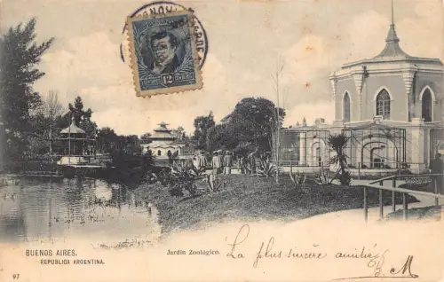 L358 Argentinien 1905 Buenos Aires Jardin Zoologico Zooteich Vintage Postkarte