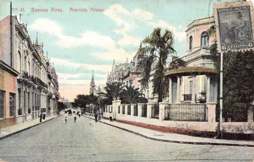 L357 Argentinien 1919 Buenos Aires Avenida Alvear Street Vintage Postkarte