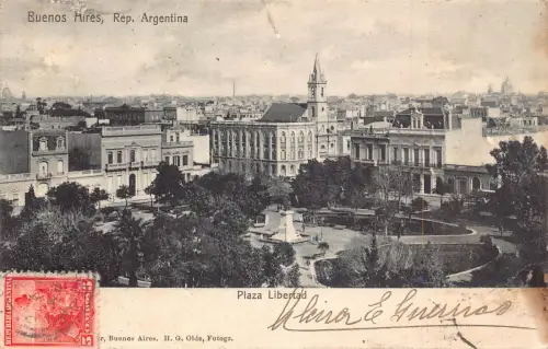 L357 Argentinien Buenos Aires Plaza Libertad Platz ungeteilt Vintage Postkarte