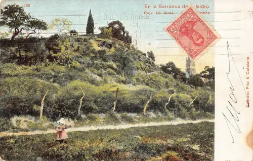 L358 Argentinien Buenos Aires En la Barranca de Isidro Hügelmädchen Vintage Postkarte