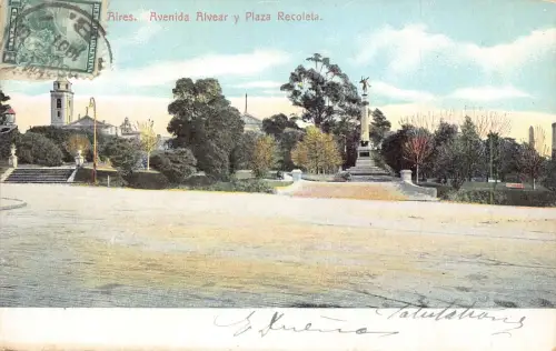 L359 Argentinien Buenos Aires Avenida Alvear y Plaza Recoleta Vintage Postkarte