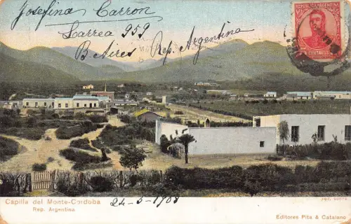 L359 Argentinien 1908 Capilla del Monte-Cordoba Litho Vintage Postkarte
