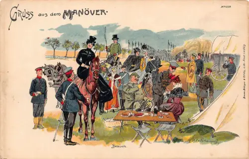L031 Deutschland Gruss aus dem Manoever Militär Litho Postkarte