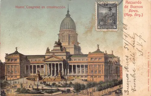 L358 Argentina Recuerdo de Buenos Aires Nuevo Congreso en Construccion Postkarte