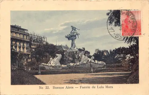 L358 Argentinien 1913 Buenos Aires Fountain de Lola Mora Vintage Postkarte