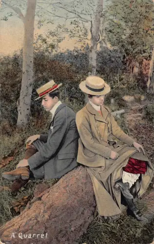 L030 Paar 1909 Ein Streit Humor Vintage Postkarte
