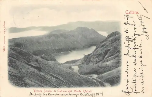 L083 Montenegro Kotor Cattaro 1898 Ansicht des Monte Krstac Vintage Postkarte