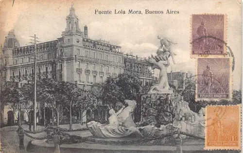 L356 Argentinien Buenos Aires Fuente Lola Mora Brunnen Vintage Postkarte
