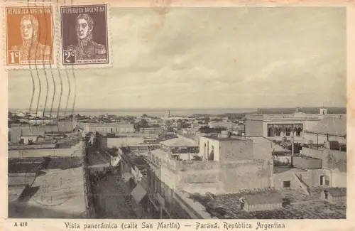 L356 Argentinien Parana Vista Panoramica Calle San Martin Vintage Postkarte