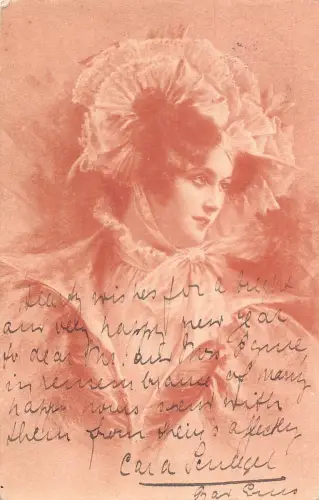 L352 Frau mit Haube schaut weg 1904 Sozialgeschichte ungeteilte Postkarte