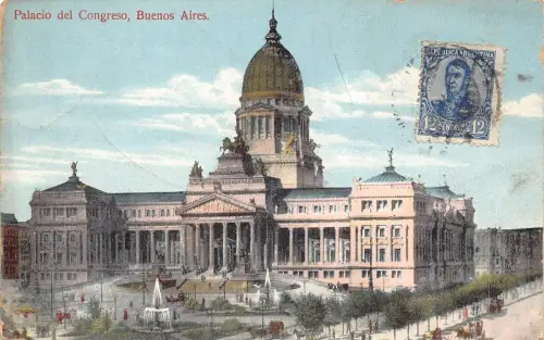L356 Argentinien Palacio del Congreso Buenos Aires Brunnen Vintage Postkarte