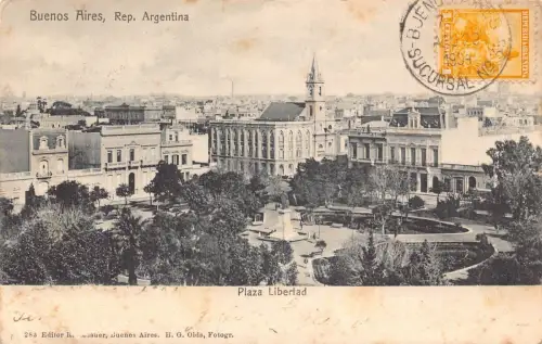 L356 Argentinien 1904 Buenos Aires Plaza Libertad Platz Vintage Postkarte