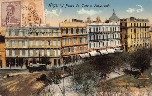 L356 Argentinien 1927 Buenos Aires Paseo de Julio y Pueyrredon alte Postkarte