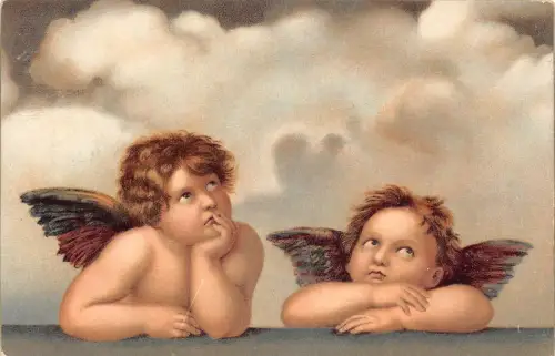 L364 Weihnachtsgrüße 1908 Cherubs Engel Vintage Postkarte