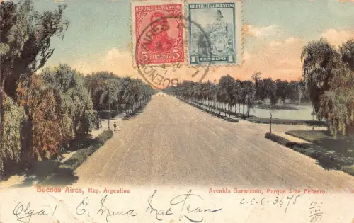 L356 Argentinien Buenos Aires Avenida Sarmiento Parque 3 de Febrero Postkarte