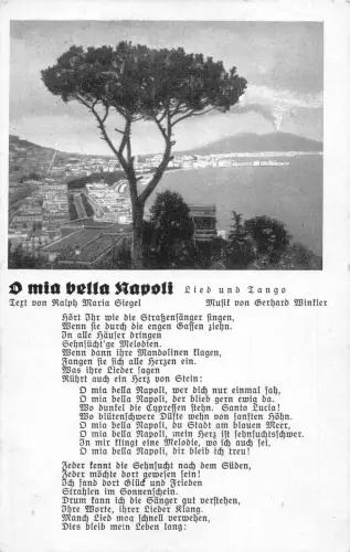 Liedkarte O mia bella Napoli Tango Gesamtansicht Neapel Vintage Postkarte