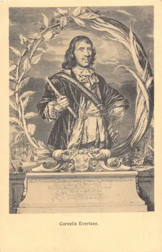 Kunst Niederländischer Admiral Cornelis Evertsen Navigator Vintage Postkarte