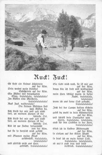 Marching Song Ruck! Postkarte Zuck Bauer arbeitet mit dem Sensenberg