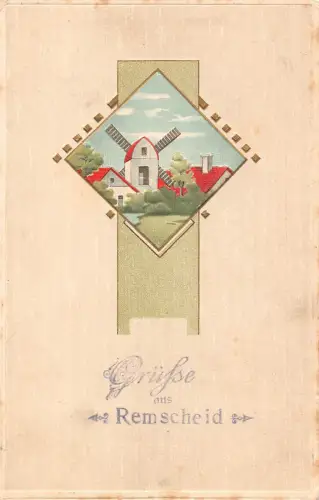 Deutschland 1910 Gruesse aus Remscheid Windmühle geprägte alte Postkarte