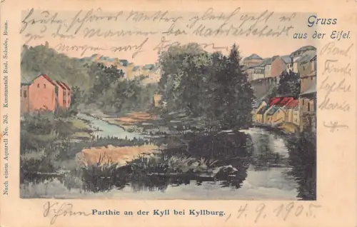 A128 Deutschland 1905 Gruss aus der Eifel Kyll bei Kyllburg Ansichtskarte