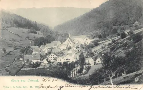 A130 Deutschland 1904 Gruss aus Teinach Gesamtansicht Vintage Postkarte
