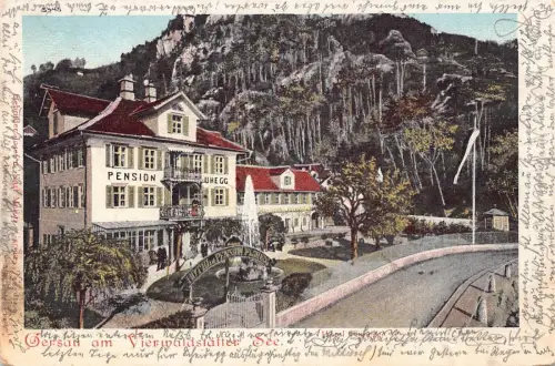 A129 Schweiz 1901 Gersau am Vierwaldstätter See Pension Uhegg Postkarte