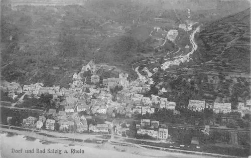 A129 Deutschland 1911 Dorf und Bad Salzig a Rhein Gesamtansicht Vintage Postkarte