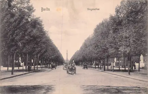 A130 Deutschland 1907 Berlin Siegesallee Kutschen Baumgasse Vintage Postkarte