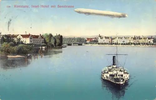 L409 Deutschland Konstanz 1911 Zeppelinschiff Vintage Postkarte