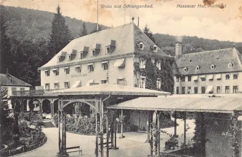 A130 Deutschland 1909 Gruss aus Schlangenbad Naussauer Hof Hotel Postkarte