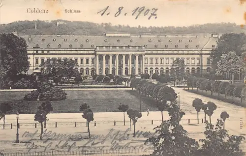 A130 Deutschland 1907 Schloss Schloss Koblenz Vintage Postkarte