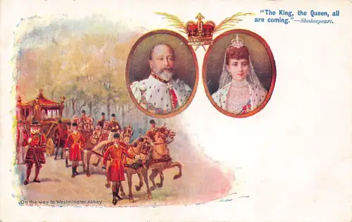 L522 Werbung British Royalty King Queen Weldon's Bazaar Vintage Postkarte