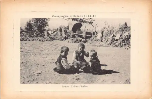 Serbien Campagne d'Orient Jungserbischer Kinderwagen Passepartout 1. Weltkrieg Postkarte