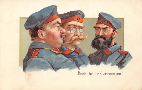 L409 Deutschland Es lebe der Reservemann Uniform Soldaten Litho Postkarte