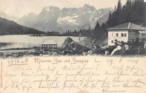 A120 Italien 1901 Misurina See und Sorapiss Berge Vintage Postkarte